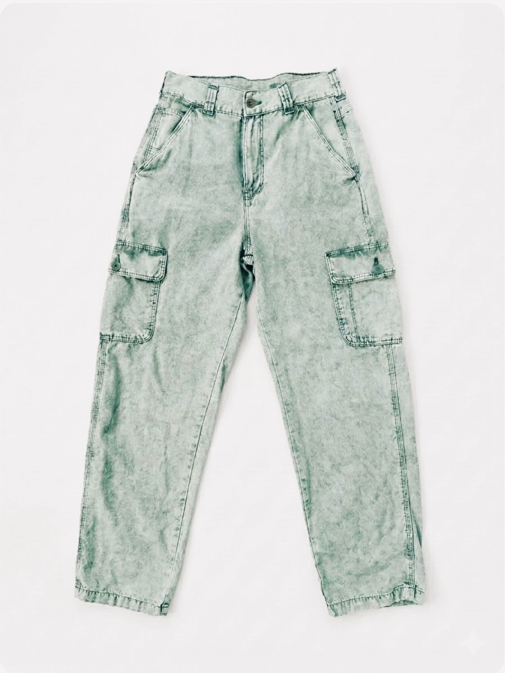 Dickies Men’s Cargo Jeans Size 30 X 30 Green Acid Wash Grunge Utility Workwear